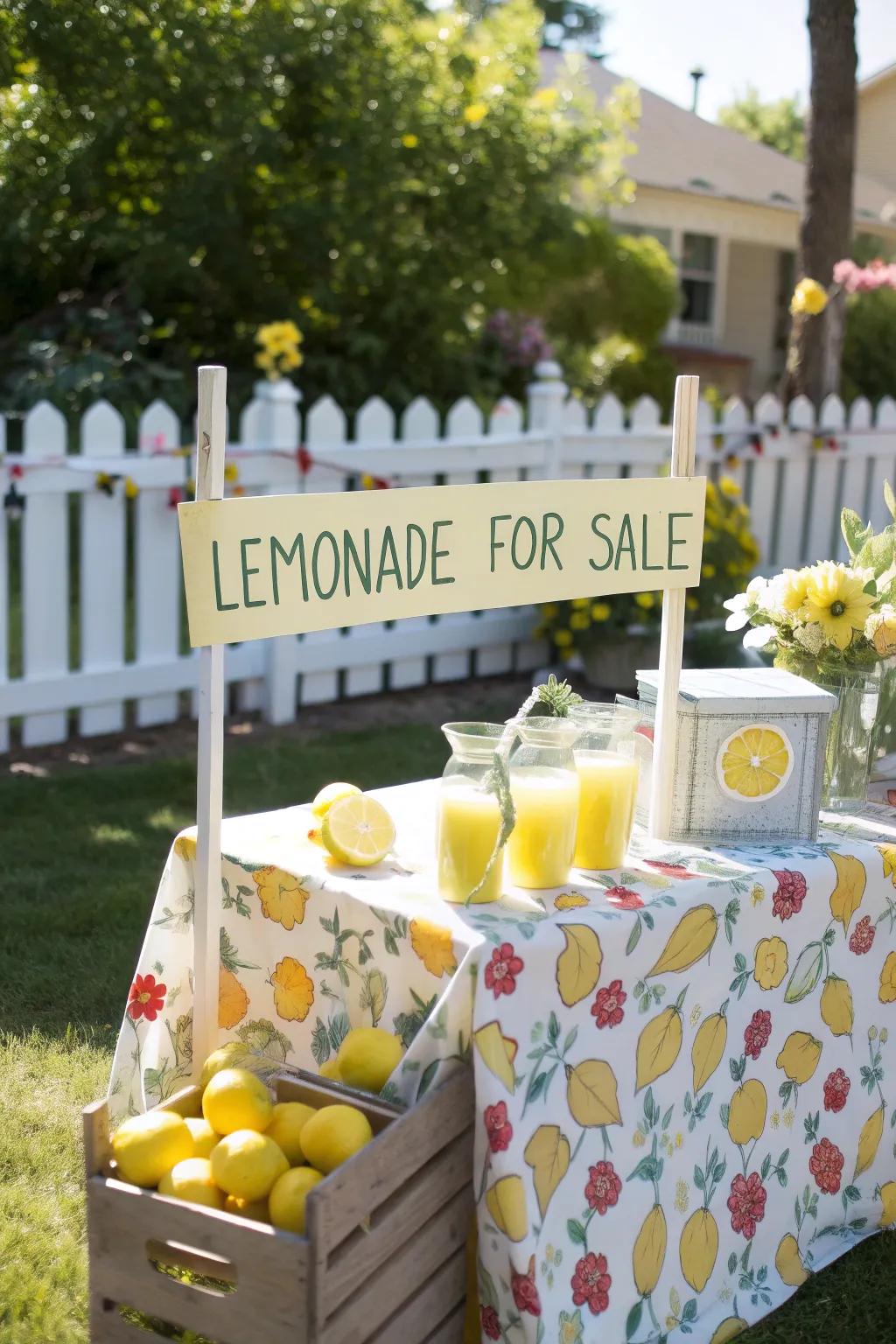 A whimsical tablecloth ties the theme together.