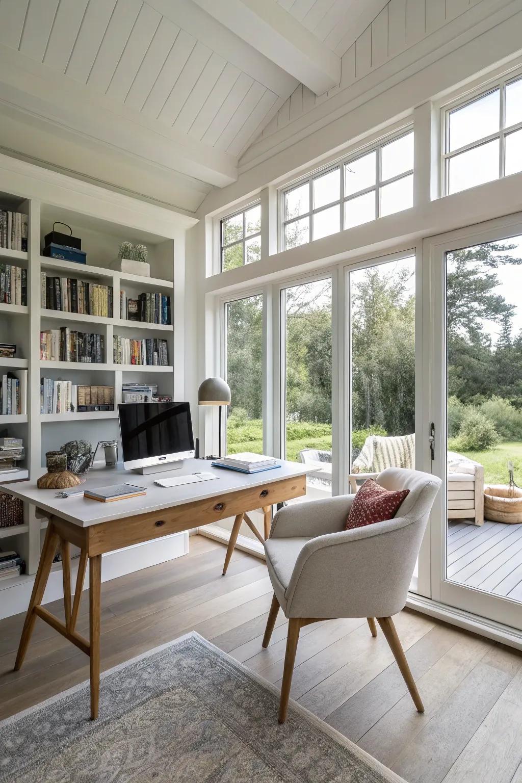 An open and clutter-free home office layout.