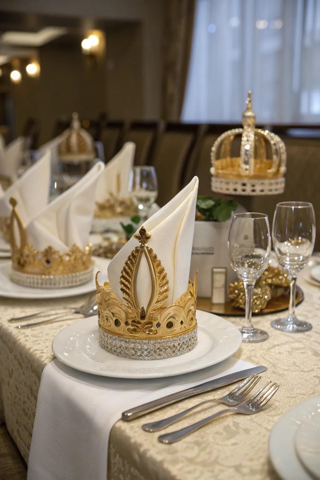 The Crown Fold brings a regal touch to your table setting.