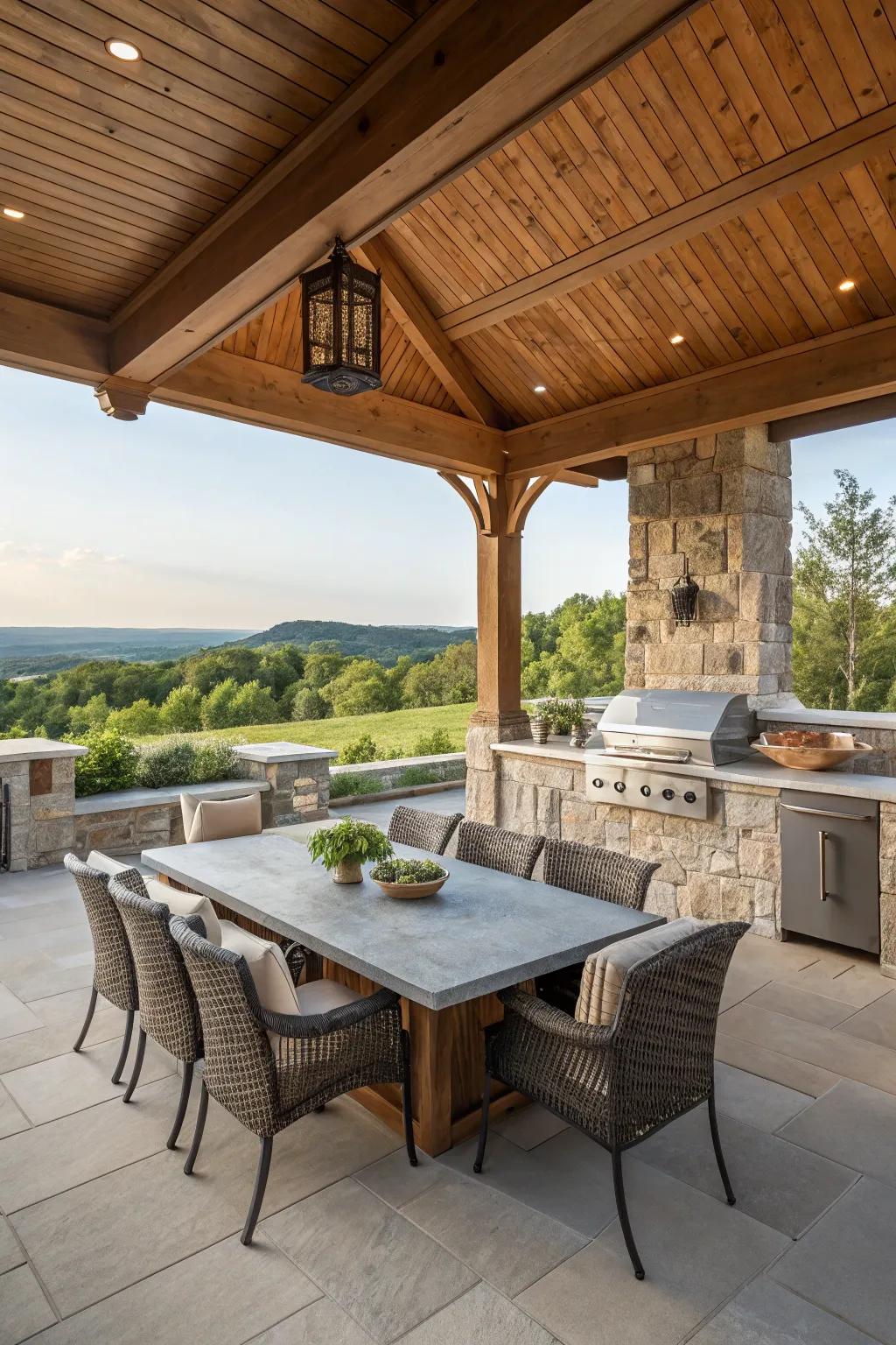 Enjoy the freedom of an open-air pavilion kitchen in your backyard.