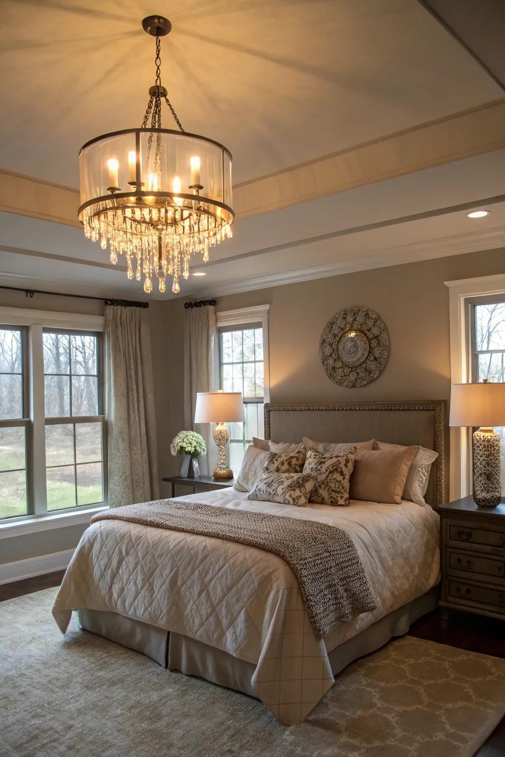 Layered lighting spawns a cozy and welcoming mood.