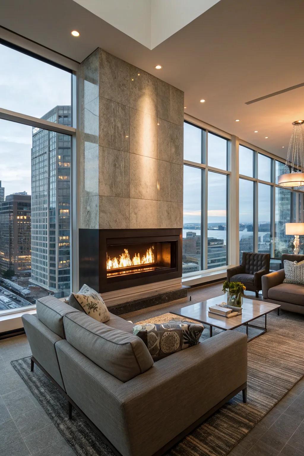 A fireplace creates warmth and charm.