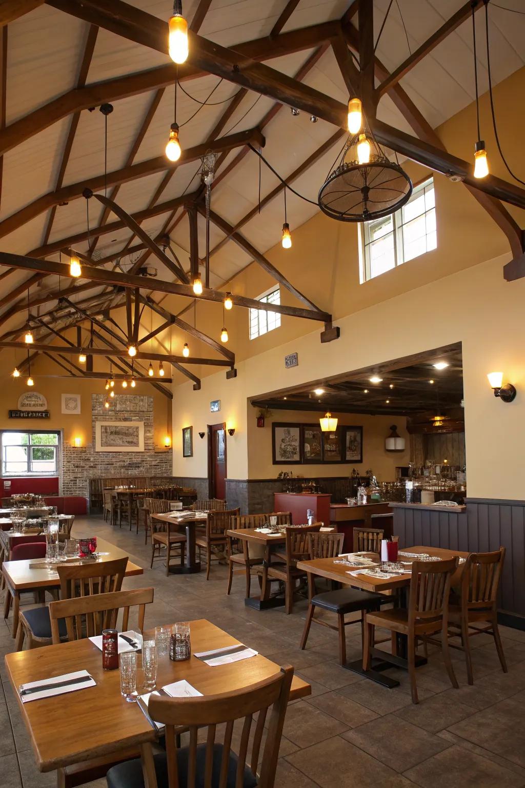 Layer lighting for an inviting dining atmosphere.