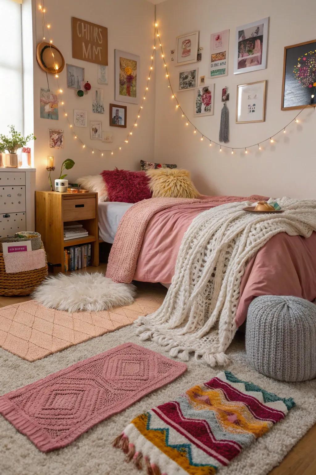 Combining textures contributes depth and appeal to a space.