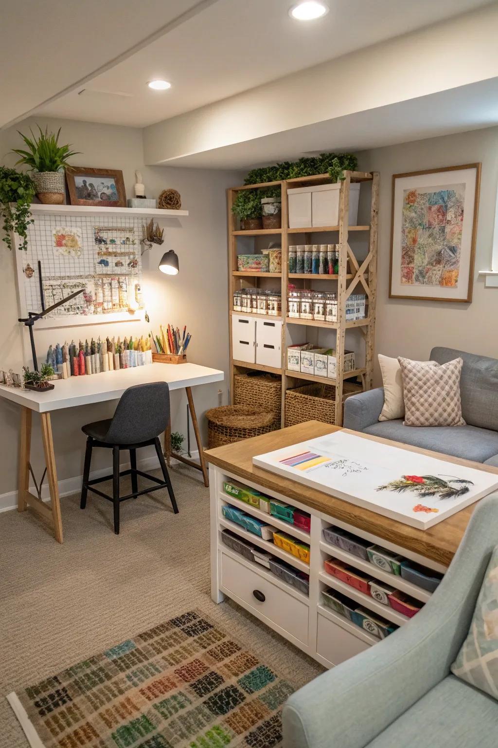 Let your creativity soar in a dedicated craft and hobby area.