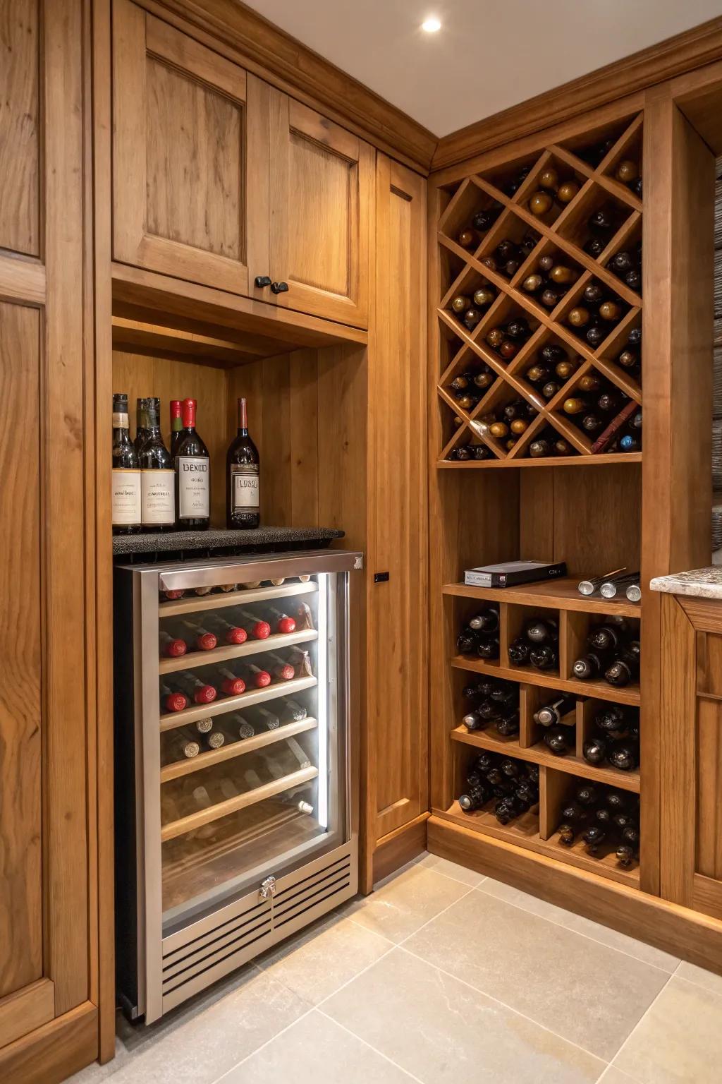 A wine cooler is perfect for maintaining ideal temperatures.