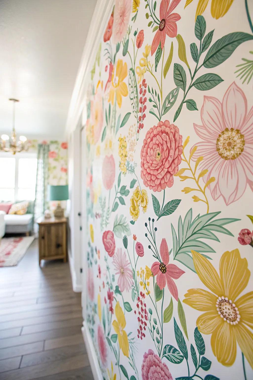 Floral wallpaper makes a bold and refreshing spring statement.