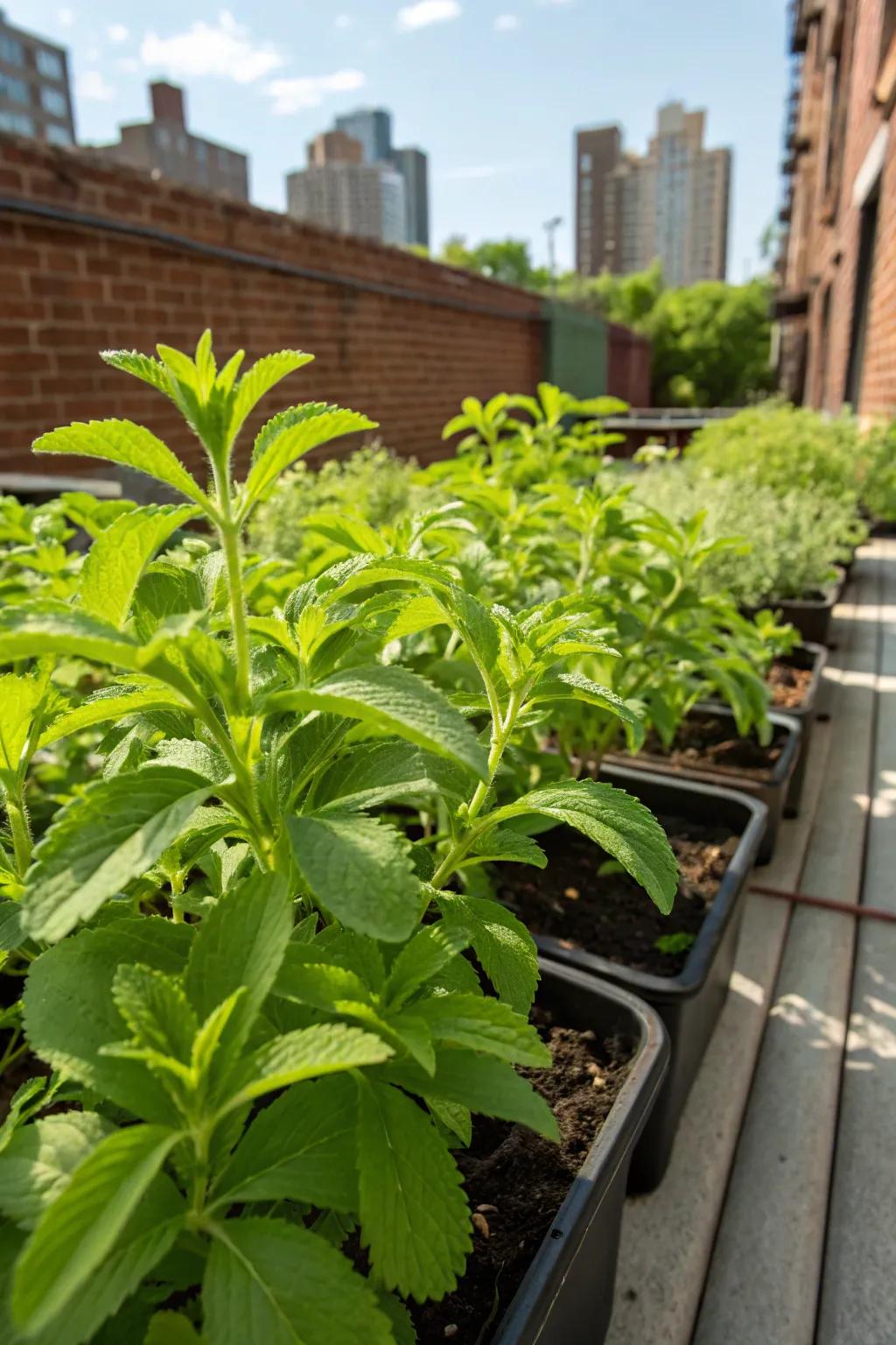 Stevia leaves, offering a pure, sweet element to your herbal teas.