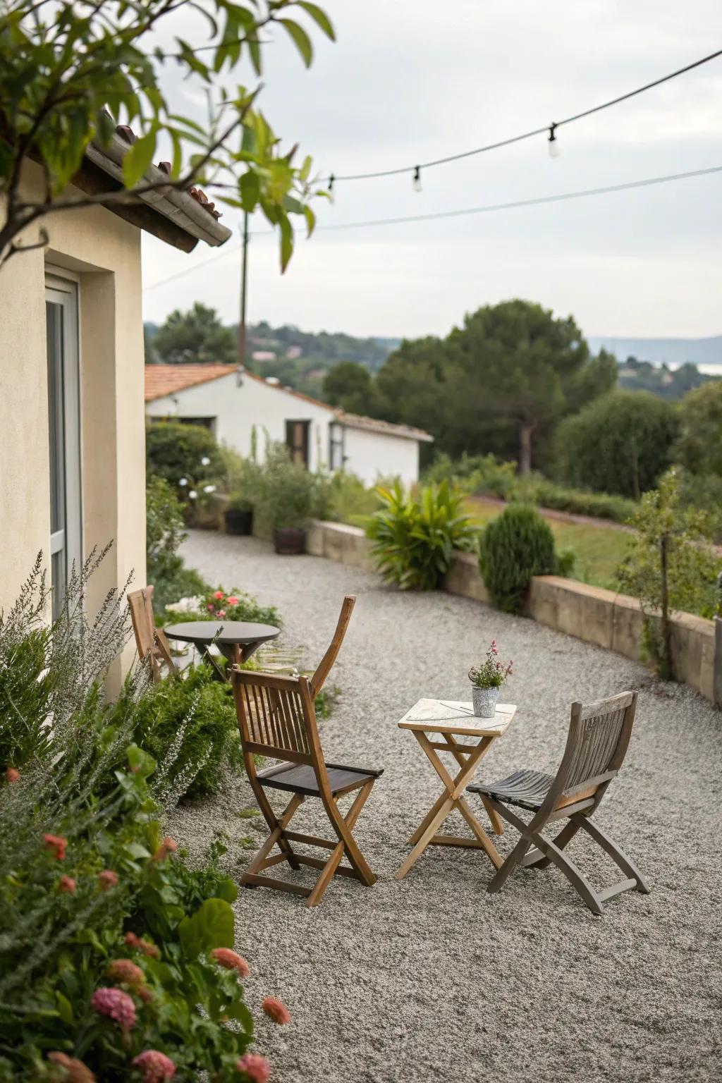 Gravel areas provide a relaxed and informal feel to your terrace.