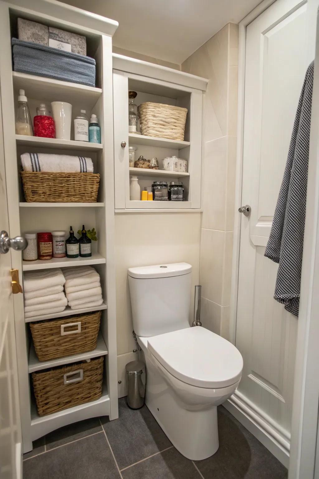 Smart slimline storage maximizing bathroom organization