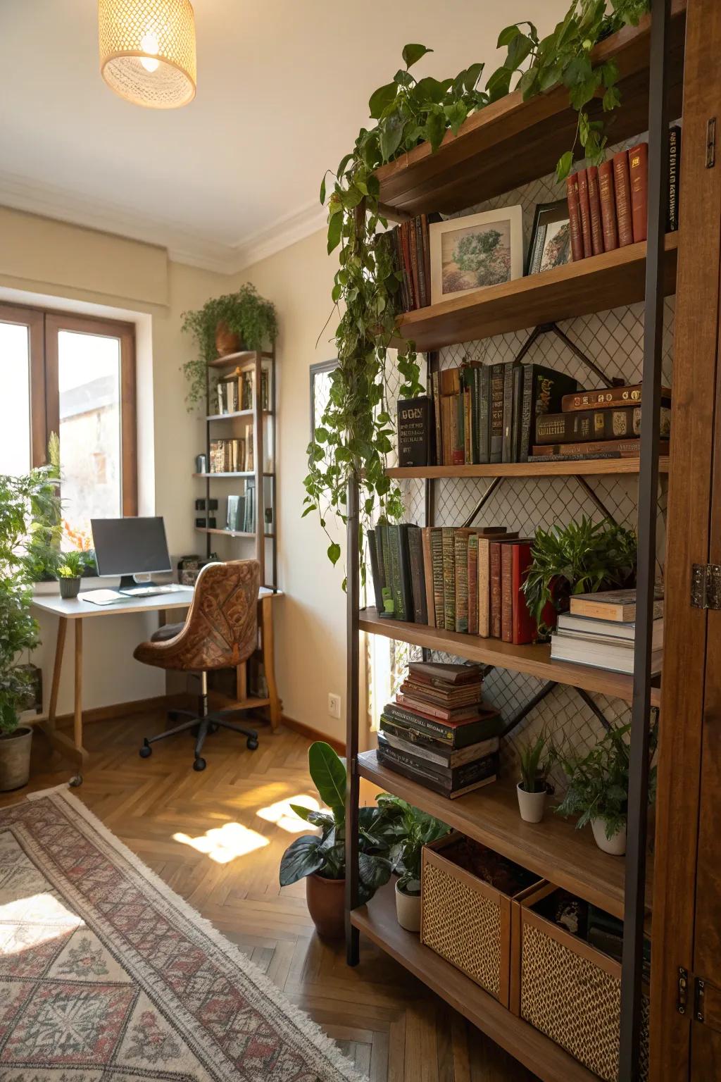 Shelves blend function with personal style.