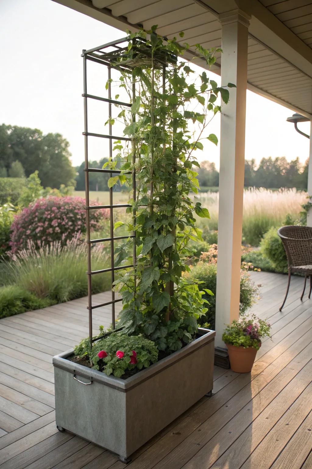 Enjoy garden versatility with a container trellis.