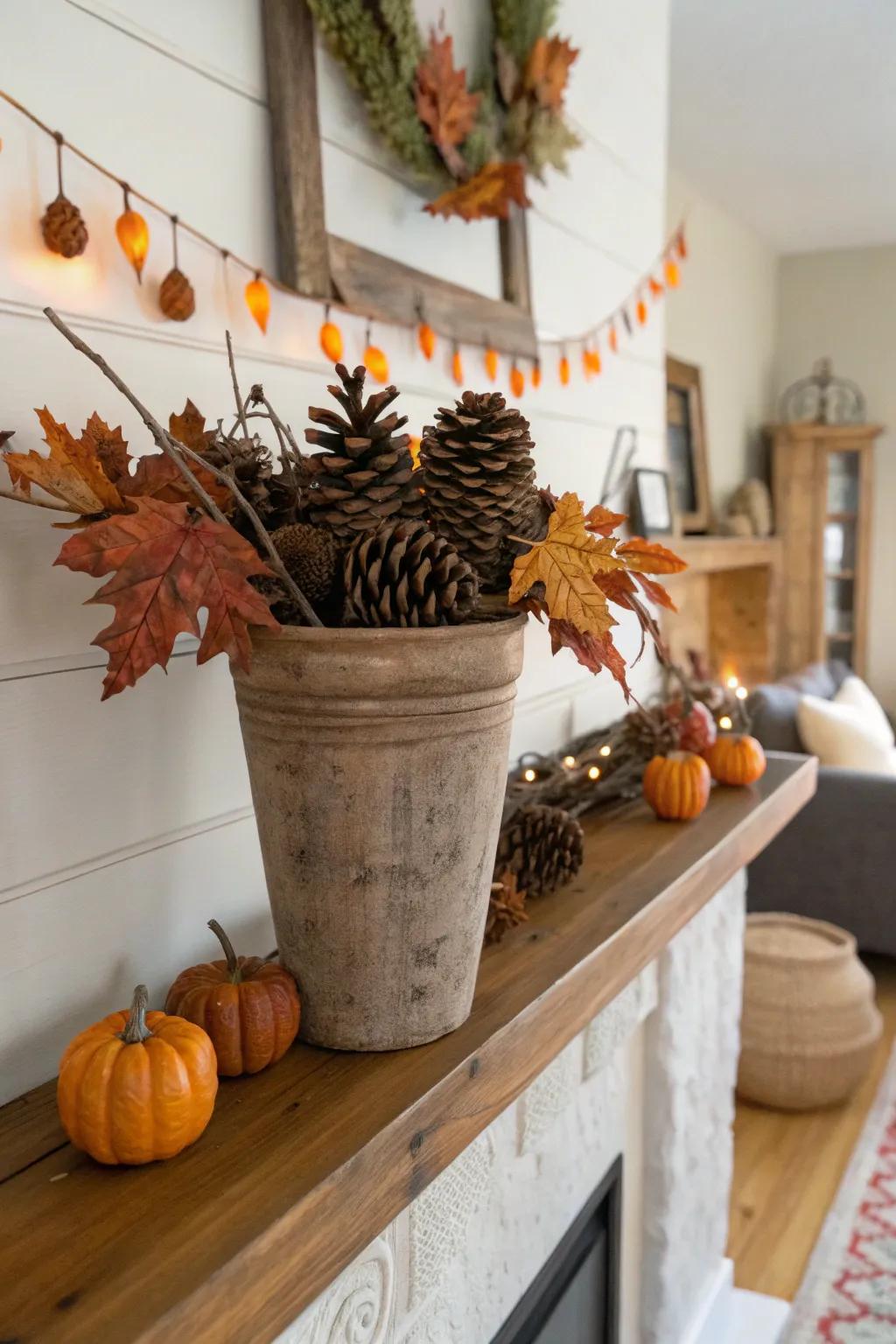 Add warmth to your home with seasonal pinecones.