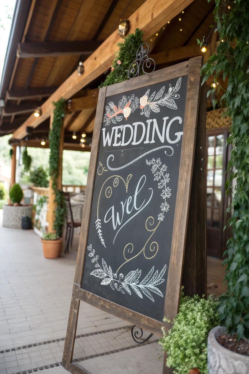 A chalkboard sign offers creative flexibility.