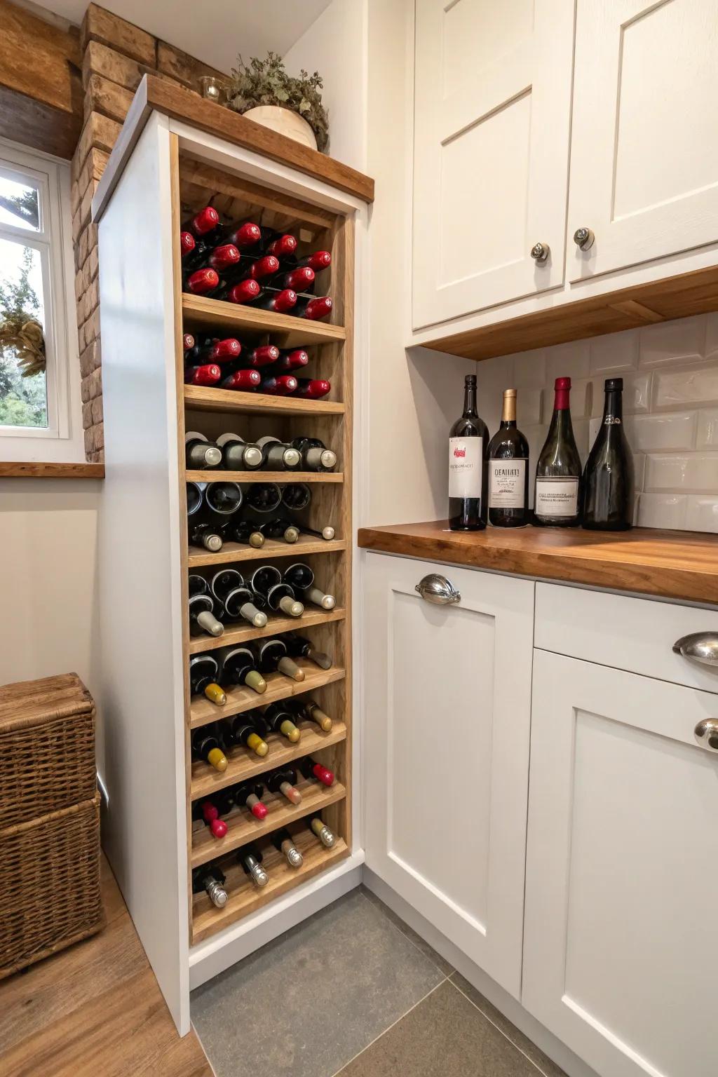 Vertical storage maximizes efficiency in limited areas.