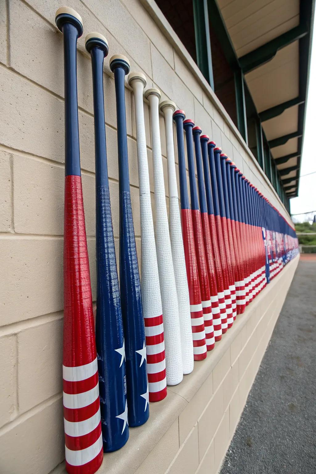 Celebrate baseball and country with a patriotic display.