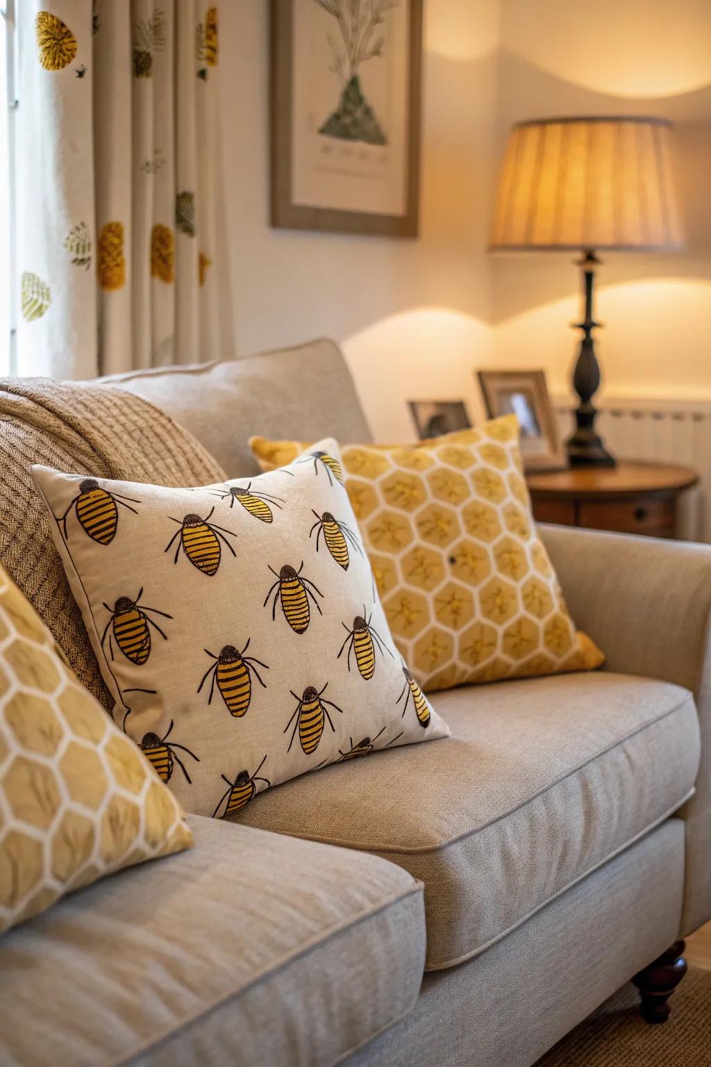 Beehive pillows add a cozy touch to your living space.