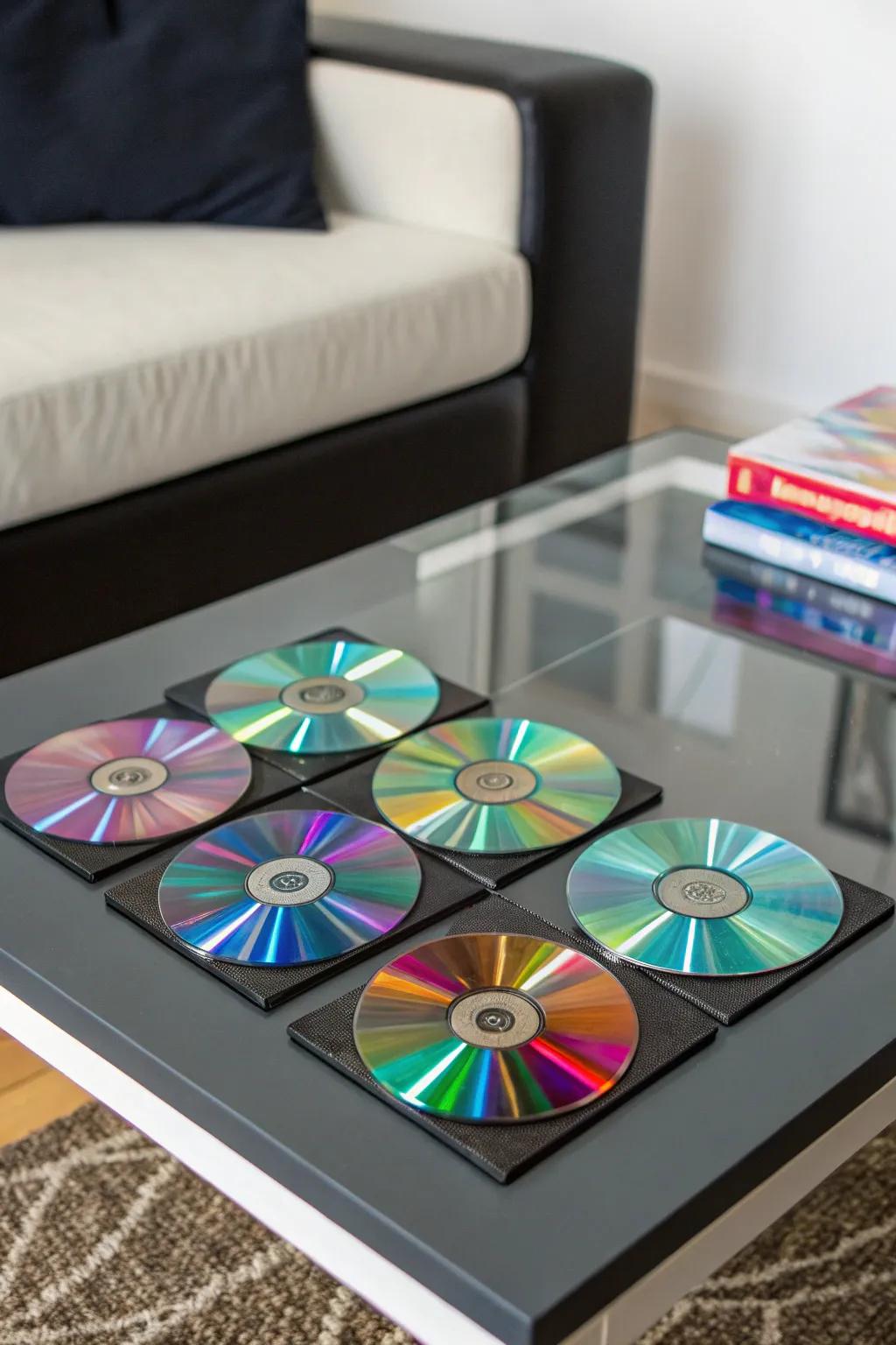 Protect surfaces with stylish CD coasters.