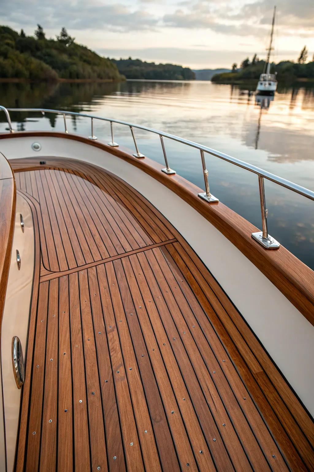 Faux teak offers elegance without the upkeep.