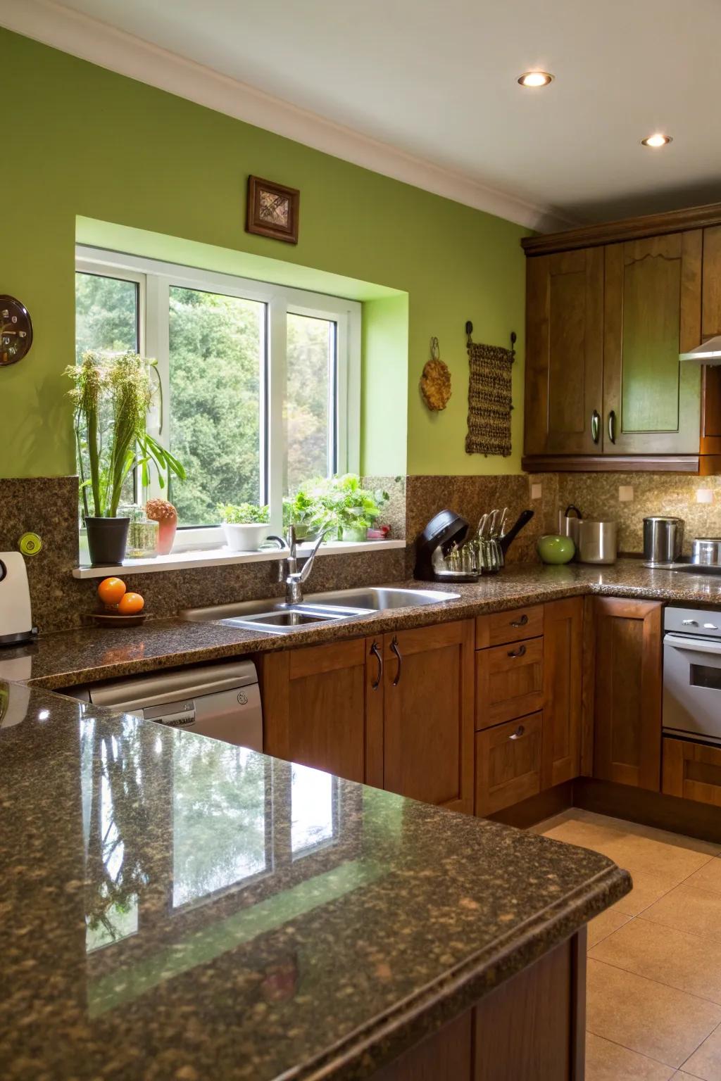 Garden green introduces a fresh, lively vibe to the kitchen.