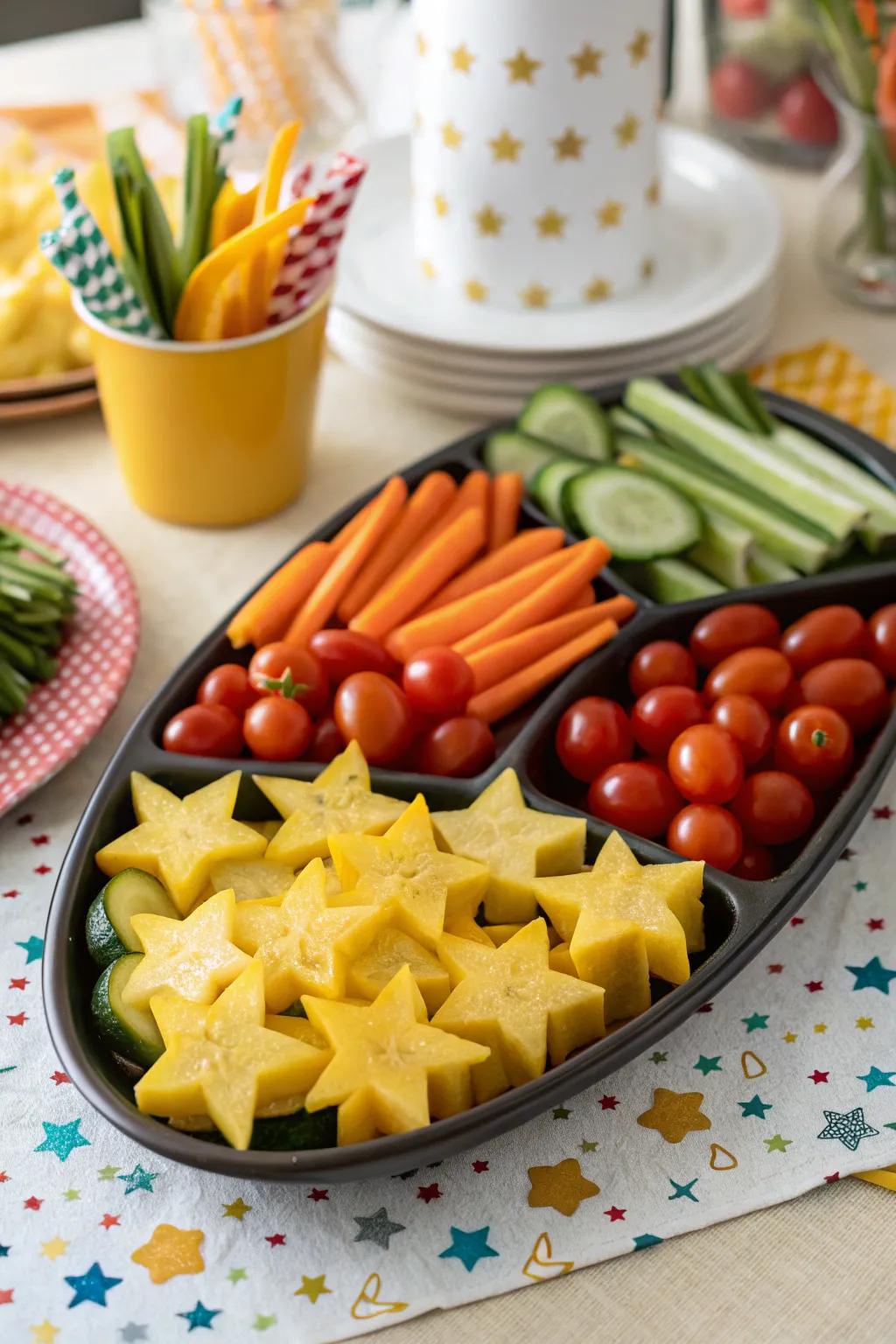 Veggie stars that bring a magical touch to your holiday platter.