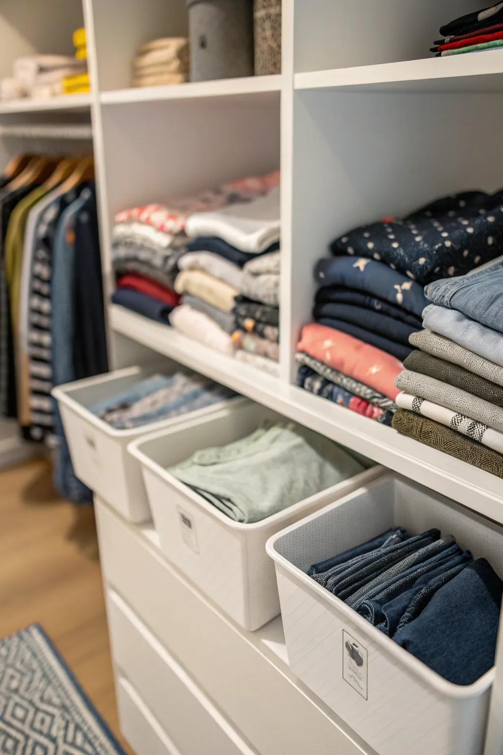 Shelf dividers keep your closet neat and orderly.