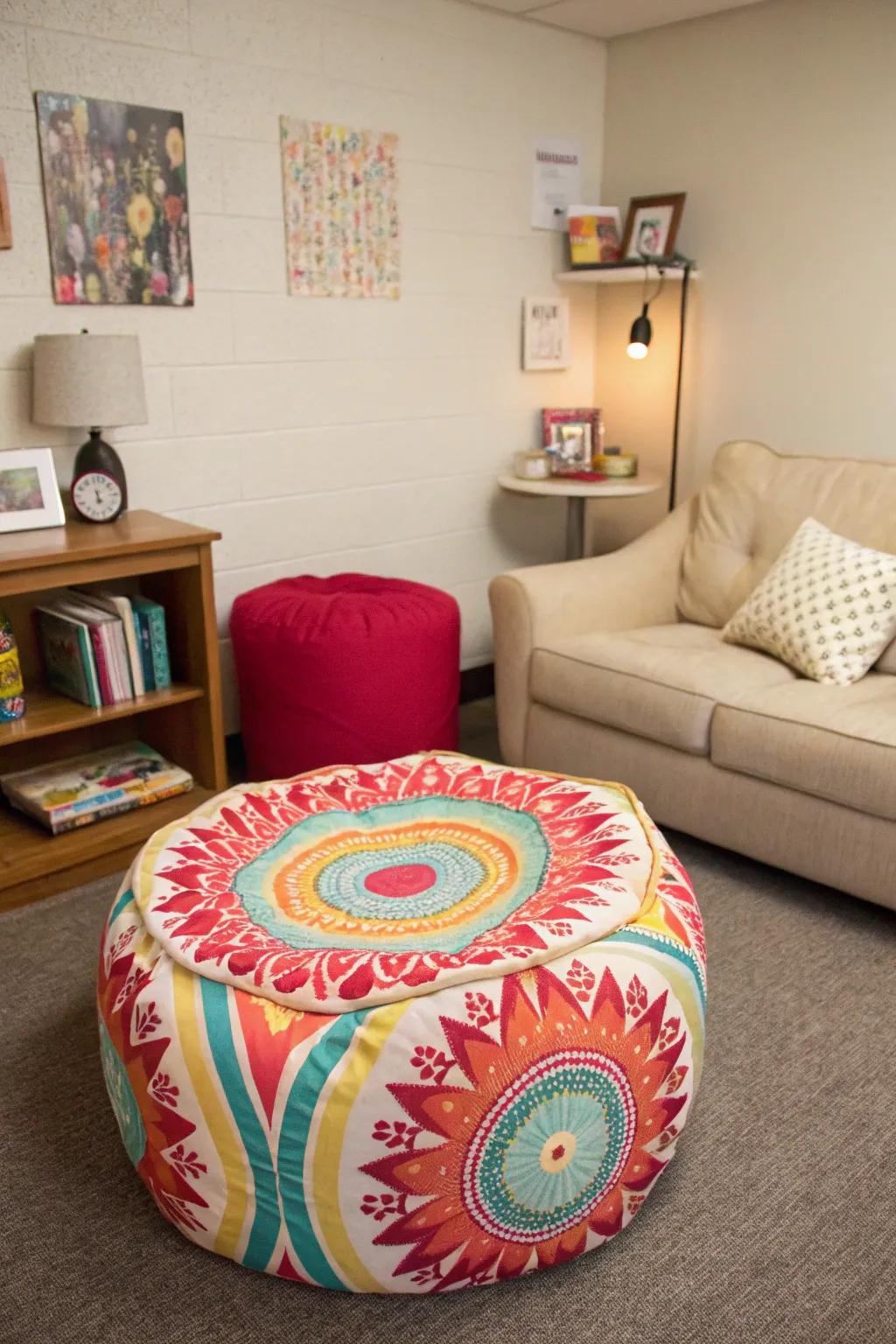 Extra seating adds versatility to your dorm.