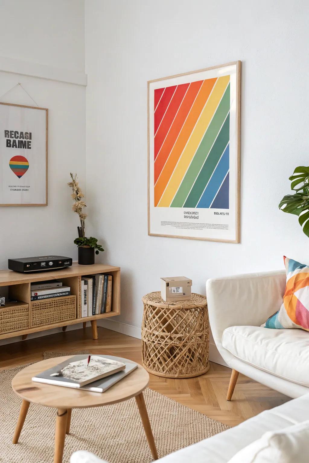 Modern aesthetic poster providing a sleek touch to a living room.