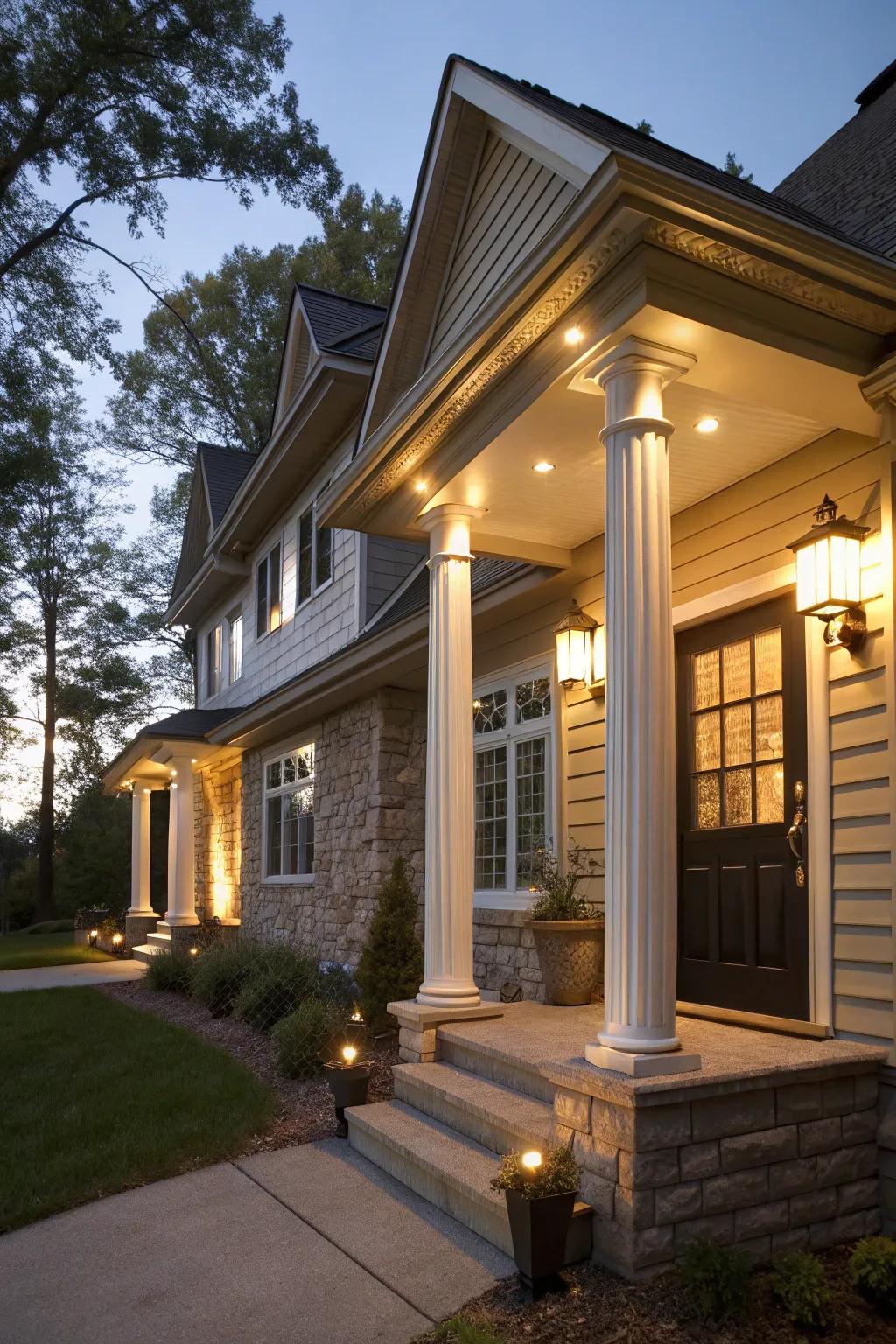 Highlight your home's architecture with column lighting.