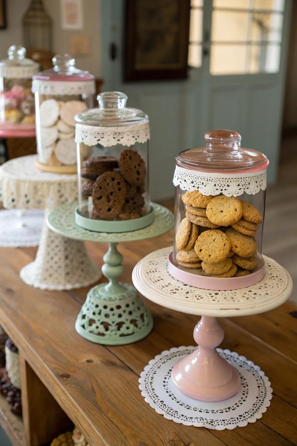 Vintage serving platters offer sophistication to presentations.