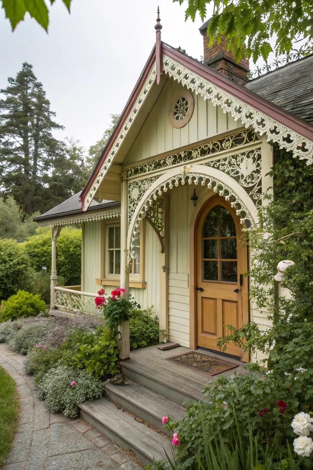 Unique architectural details add character to a cottage exterior.