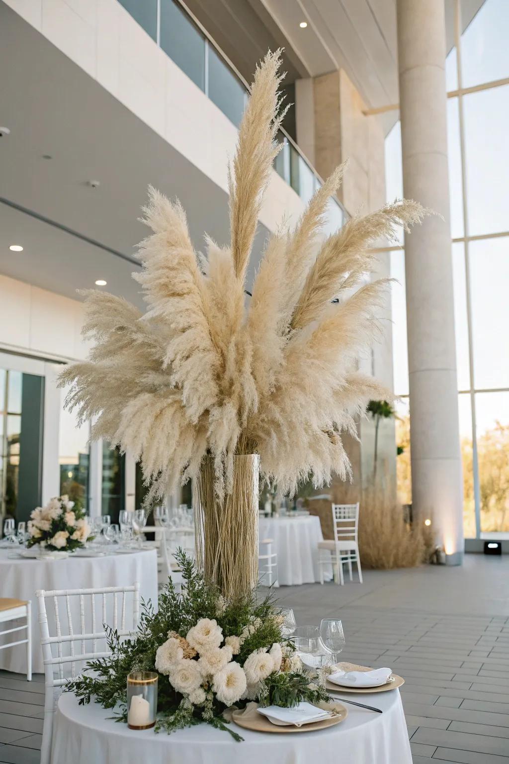 Pampas grass adds a modern bohemian flair