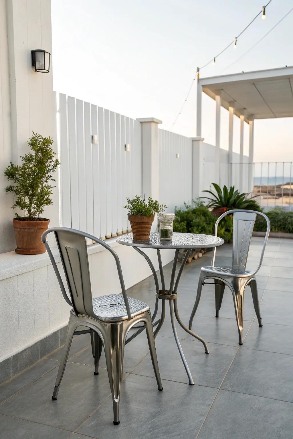 Metal furniture provides a chic and durable option for modern patios.