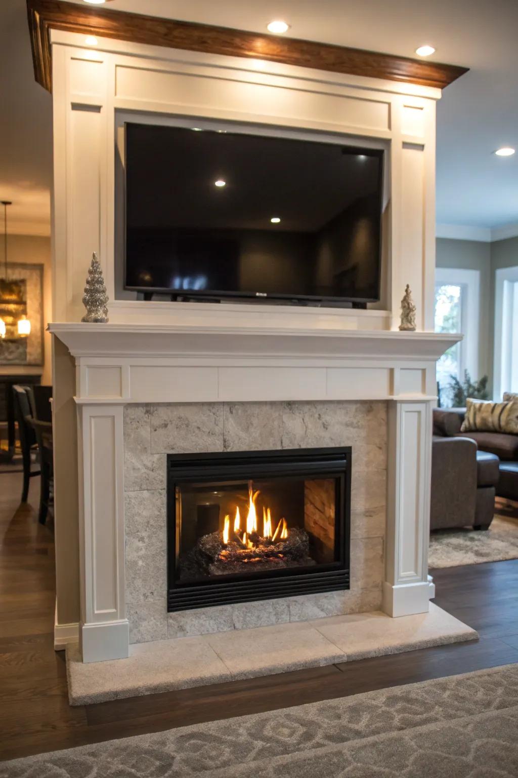 Blend technology with fireplace warmth.