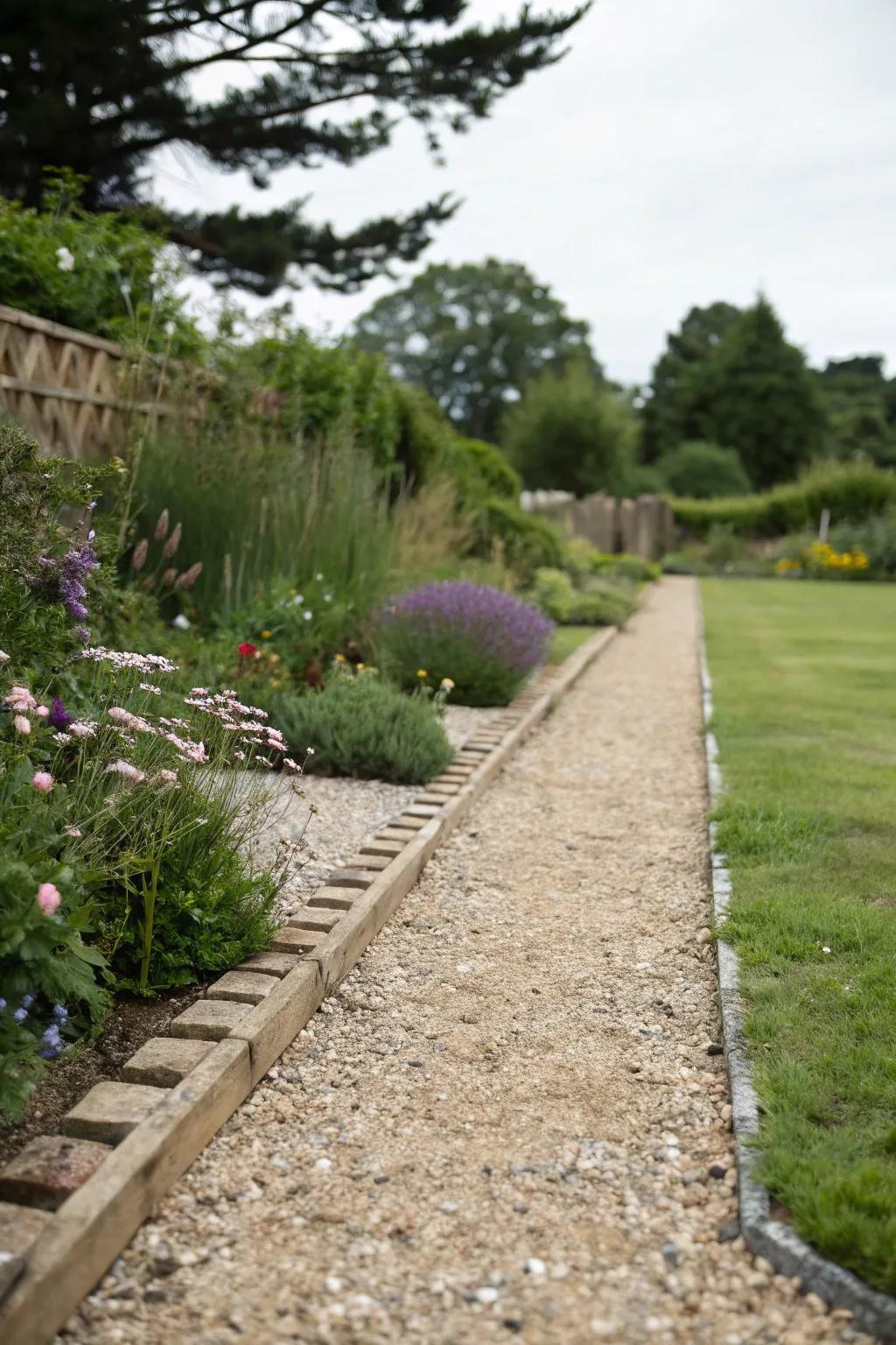 A budget-friendly gravel path using local materials.