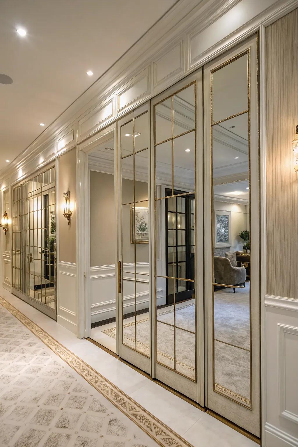 Enhance space with mirrored paneling.