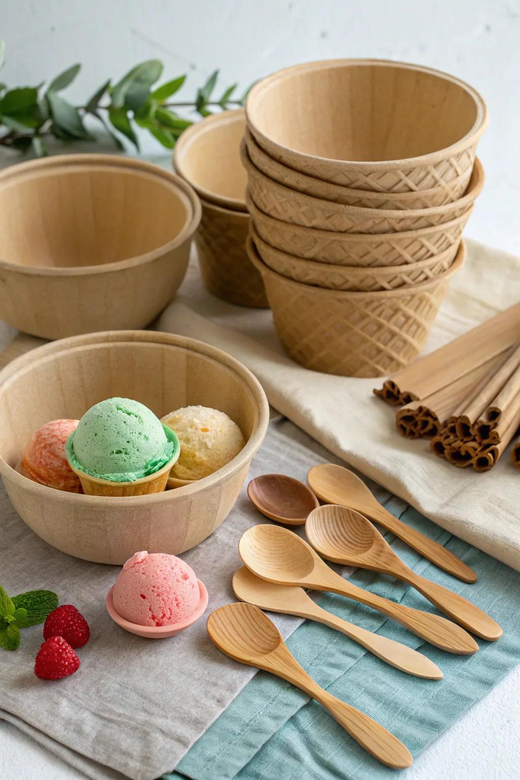 Eco-friendly serving ware offers style with sustainability.