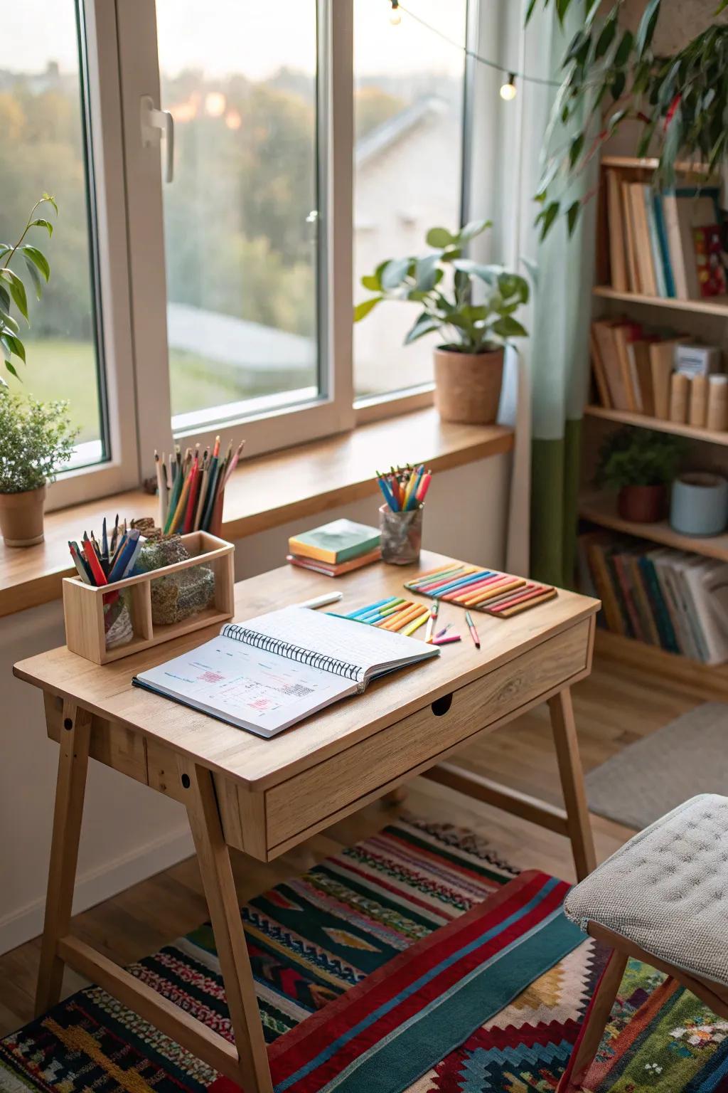 Harnessing natural light for an uplifting study environment.