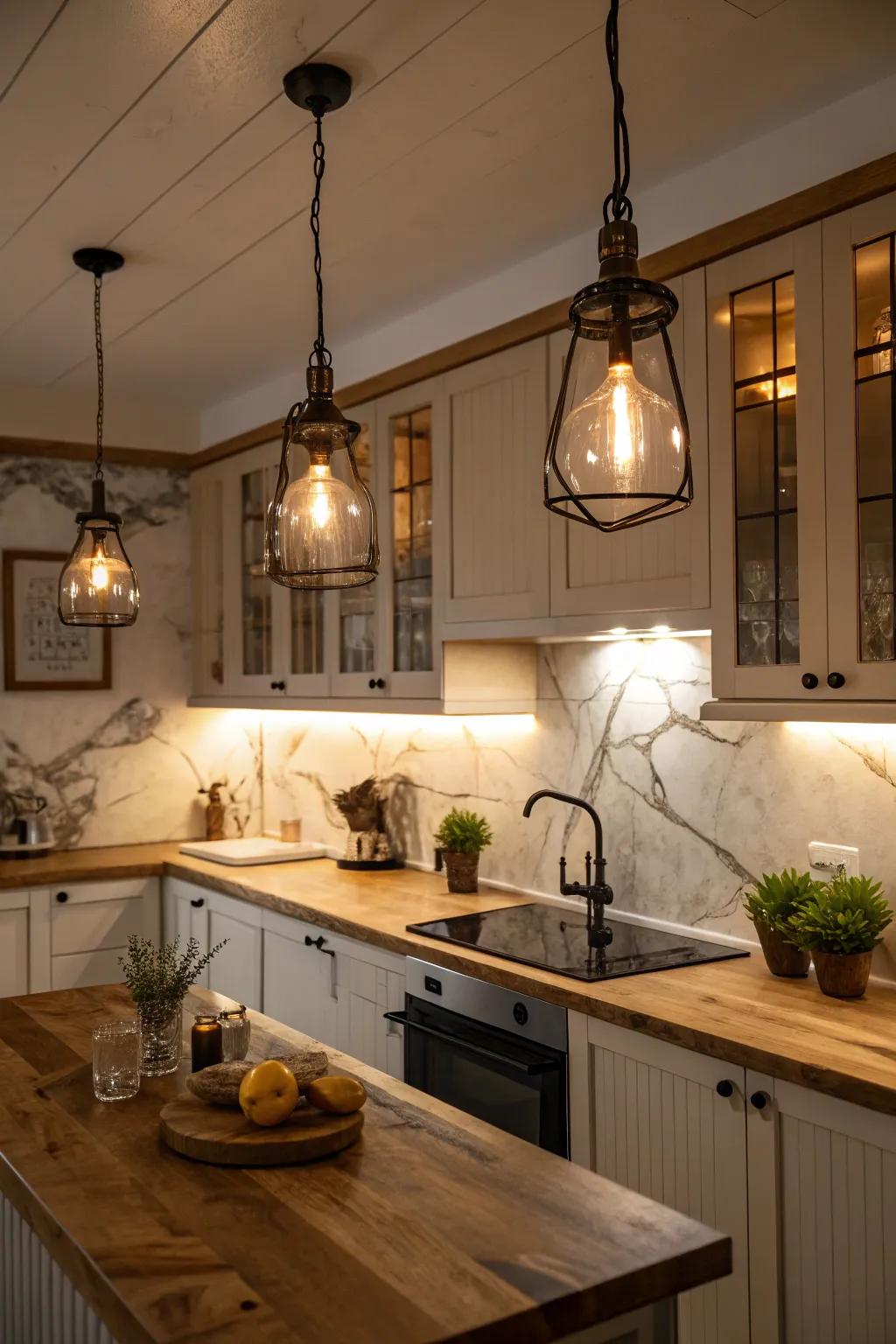 Creative lighting choices can dramatically enhance your kitchen's ambiance.