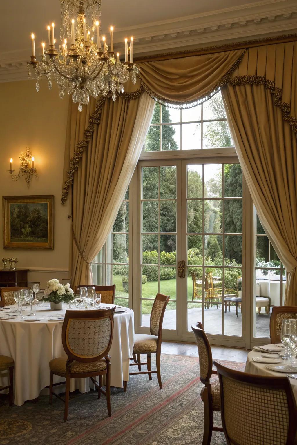 Tailored-pleat drapes bring a polished appearance.