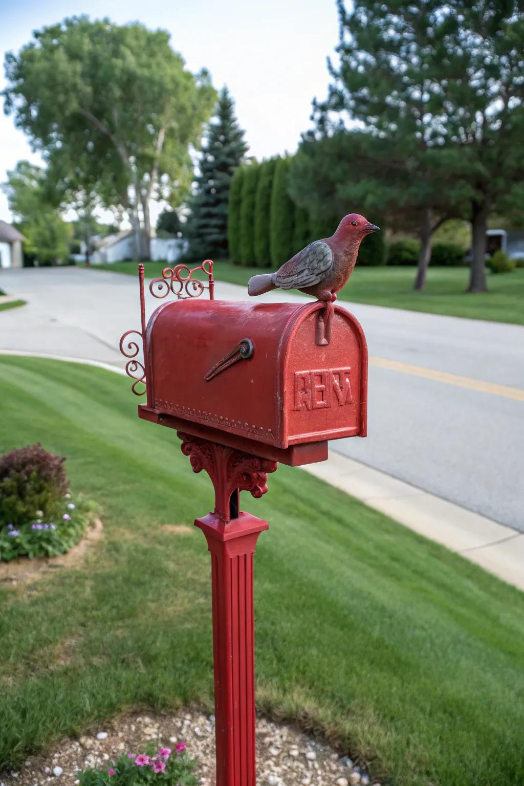 An ornamental topper incorporates a personal feature to your mailbox.