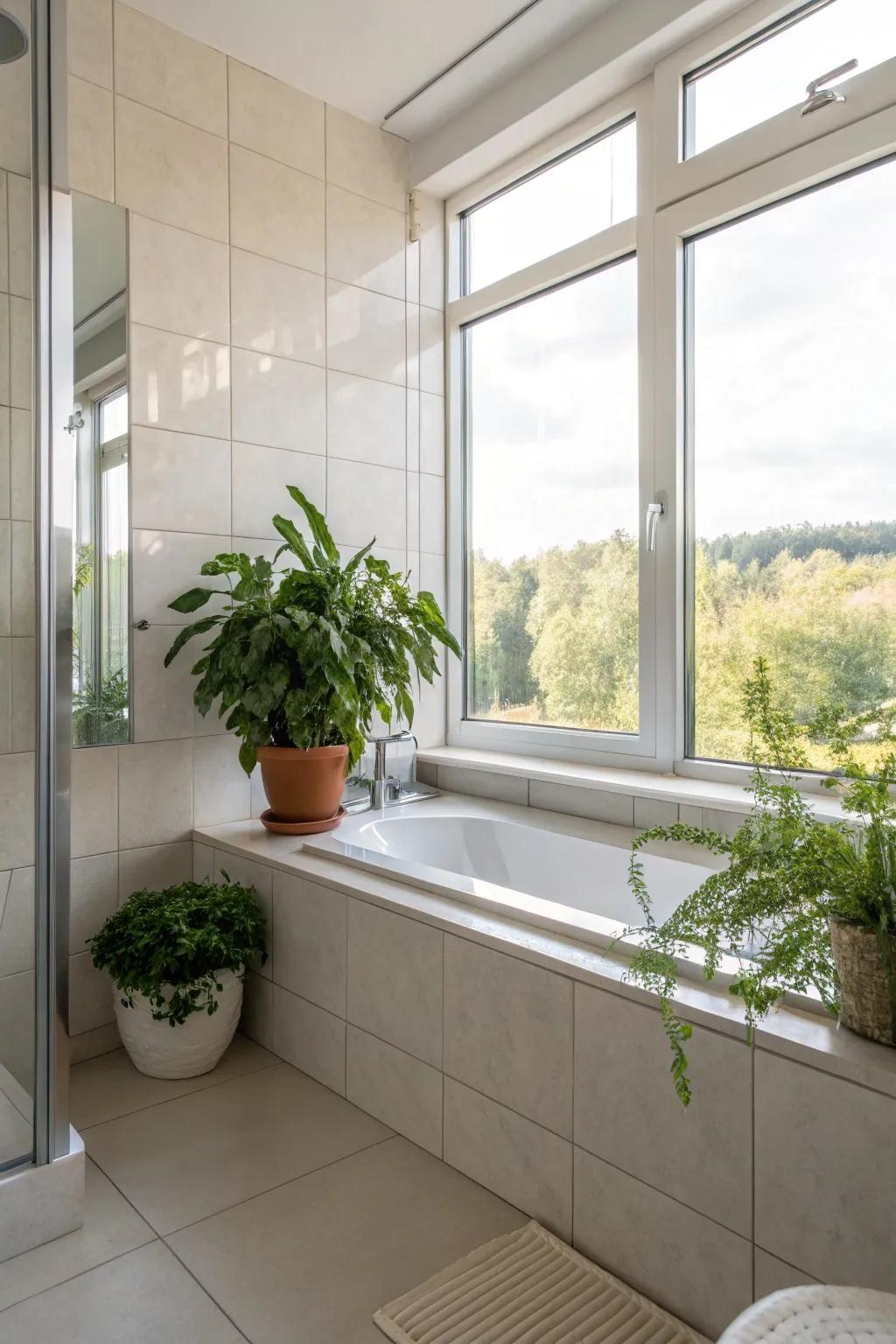 A touch of greenery with a simple potted plant.