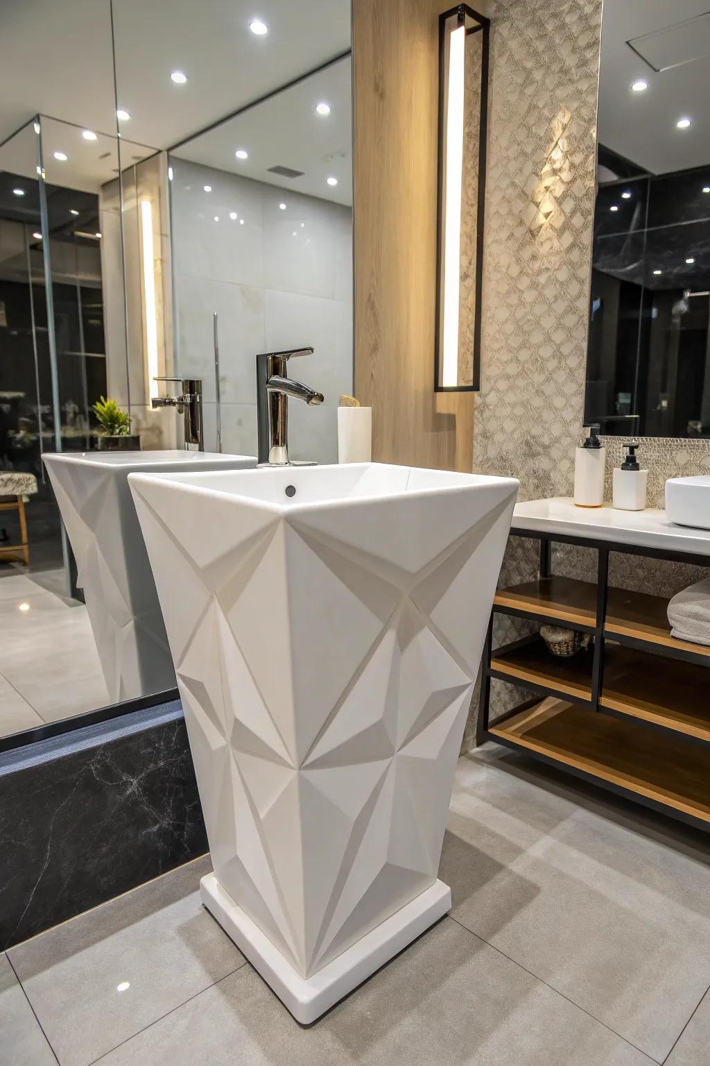 Geometric sinks make a bold design statement.