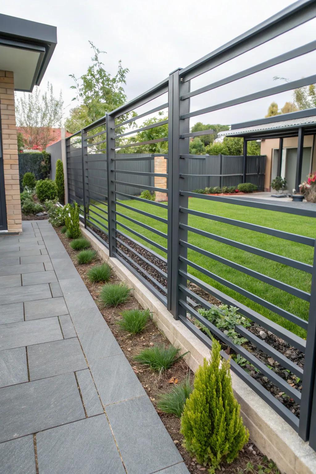 Incorporate an urban edge with an industrial chic metal fence.