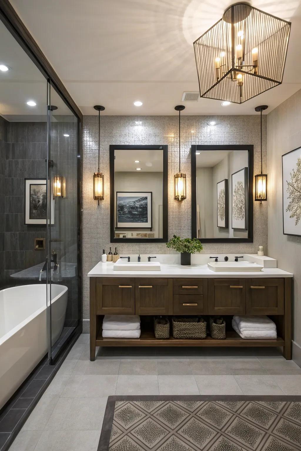Dual vanities provide both style and functionality.