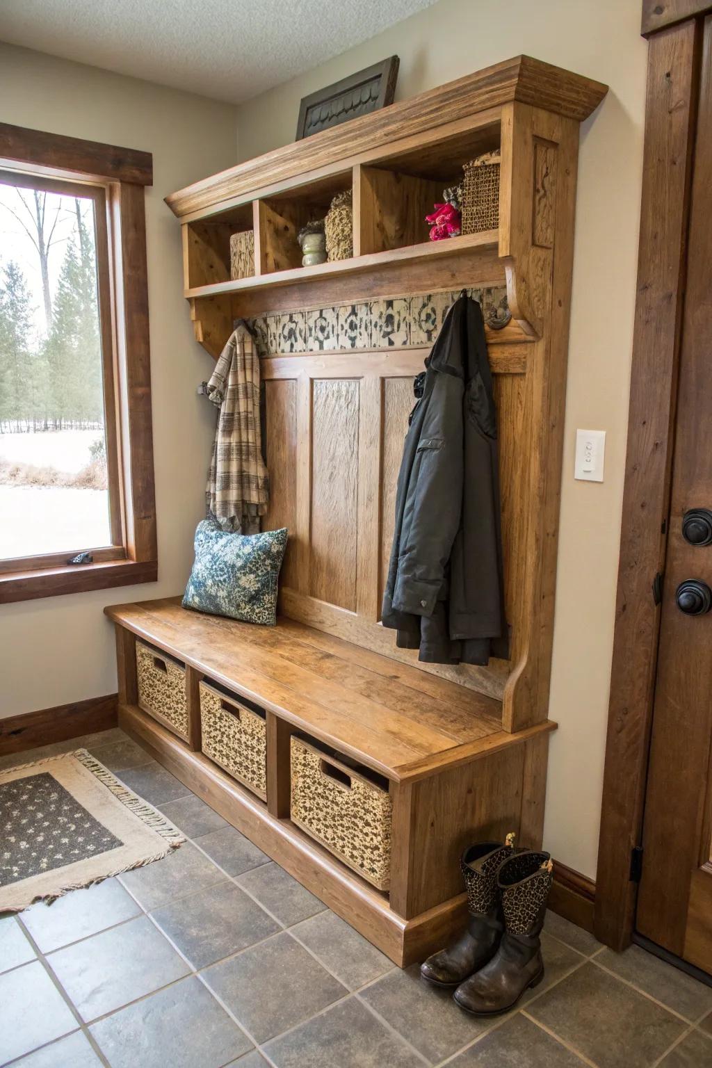 A personalized DIY mudroom bench reflecting individual style.