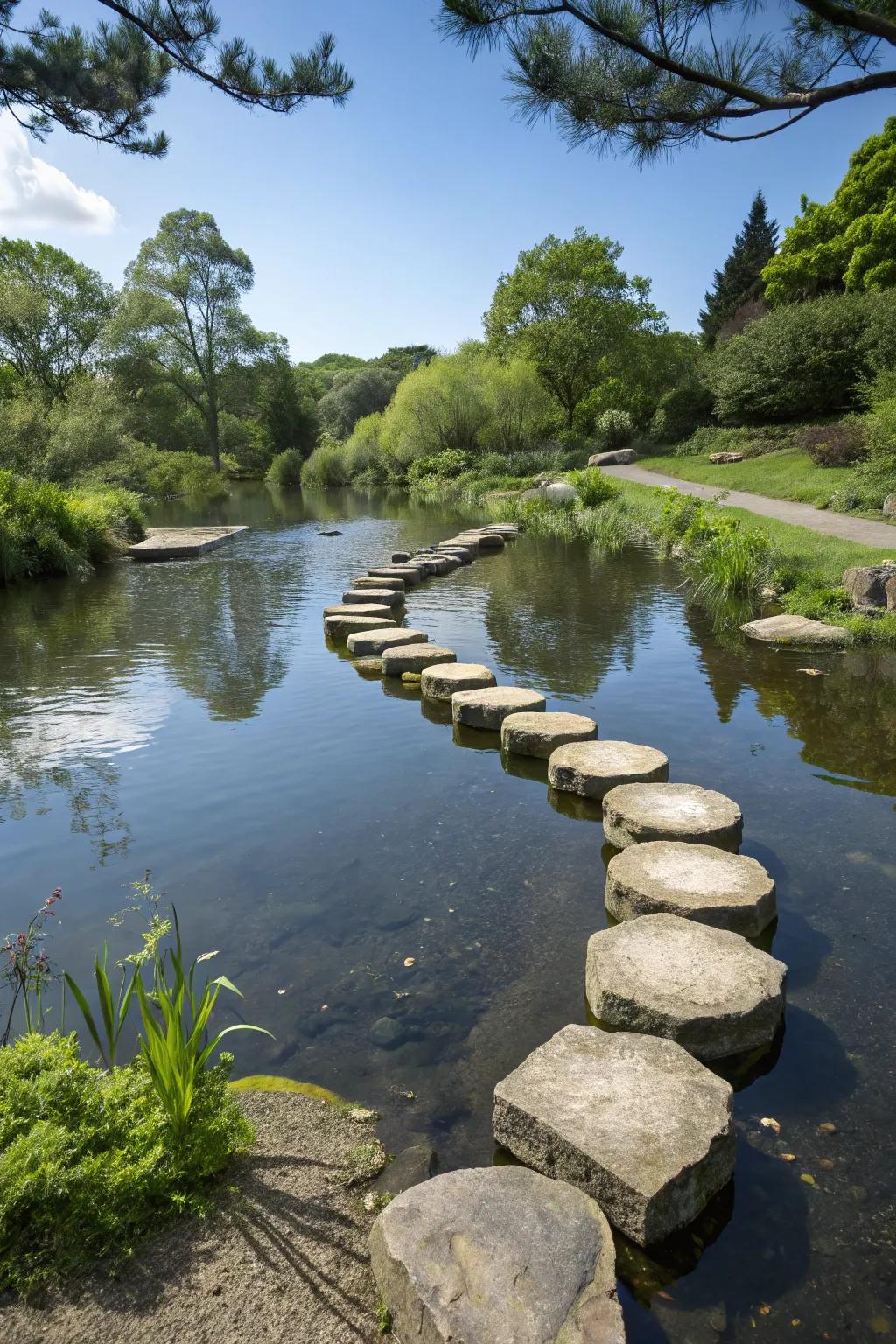 Stepping stones add charm and accessibility to your pond stream.