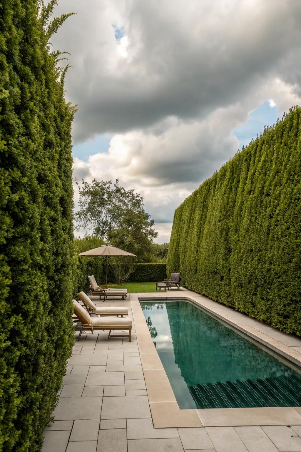 Hedges or walls can create a private, intimate pool area.