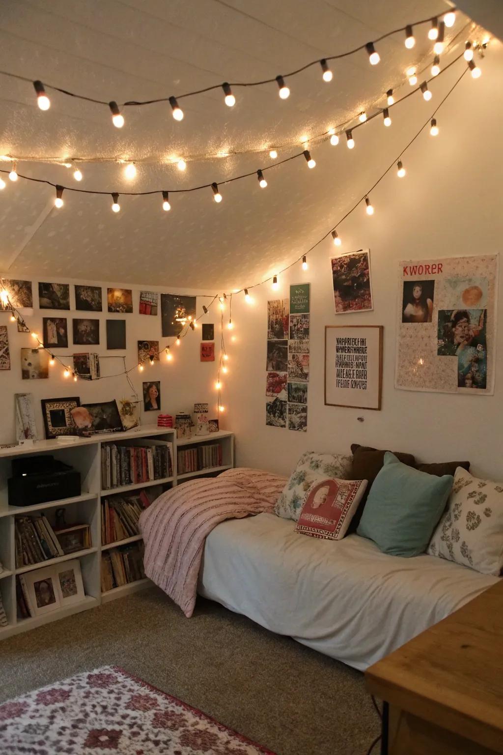 Surrounding lighting transforms a room into a snug refuge.
