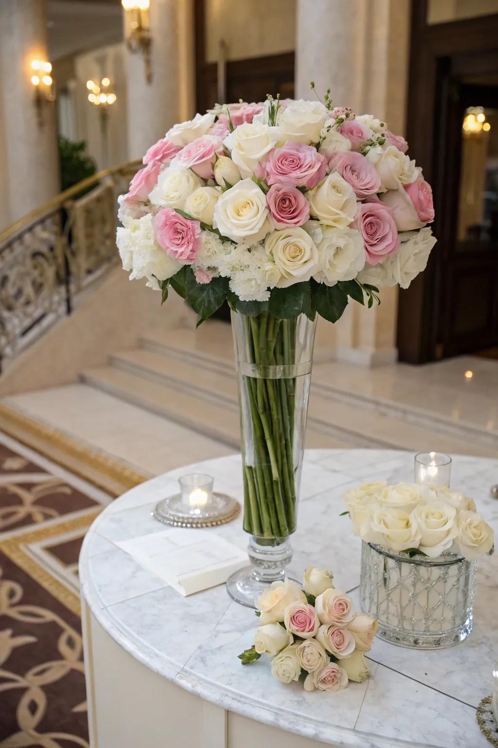 Sophisticated Height with Tall Rose Decorations
